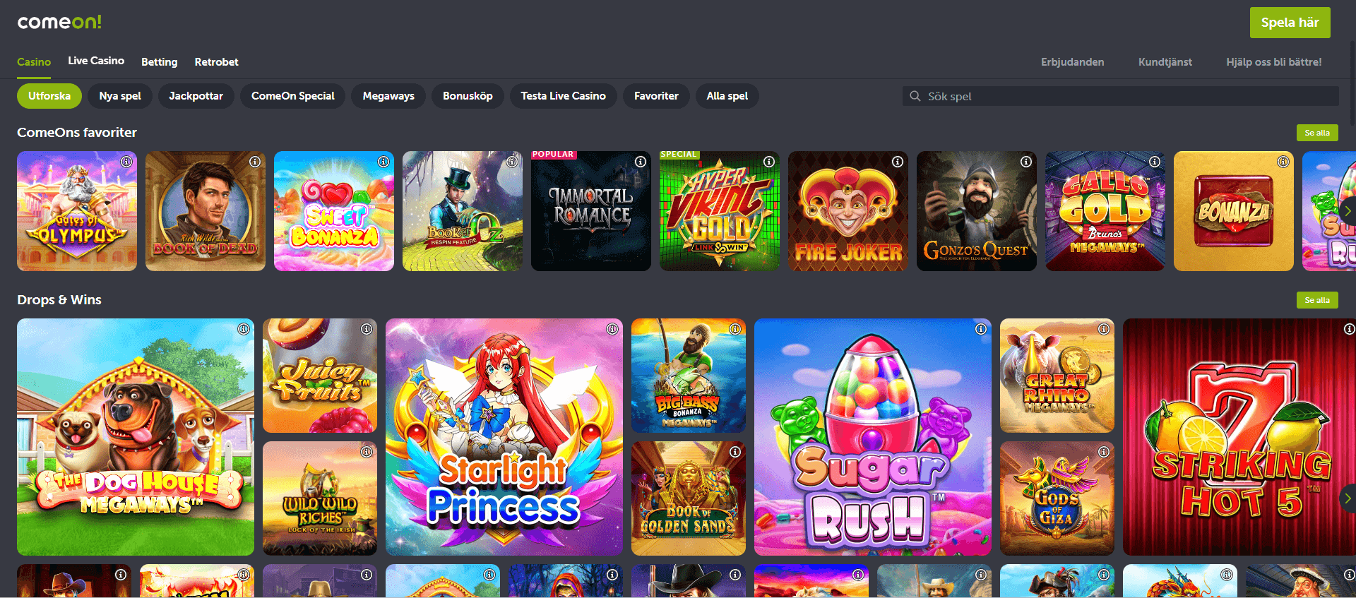 ComeOn Casino – 100% upp till 3 000 kr +100 free spins