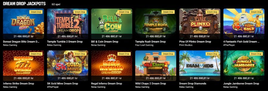Dream Drop Jackpottar hos Unibet