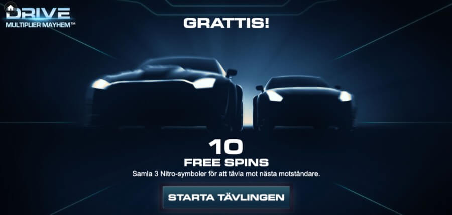 Free spins-läge i Drive: Multiplier Mayhem