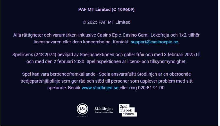 Epic Casino ansvarsfullt spelande