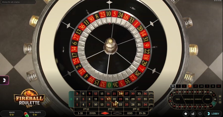 Roulettehjulet i Fireball Roulette
