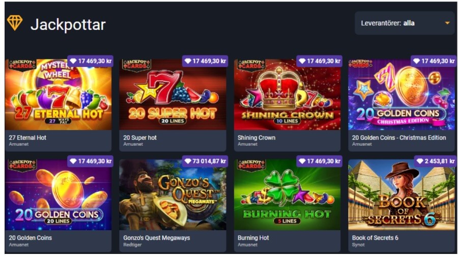 Frank Casino jackpottar