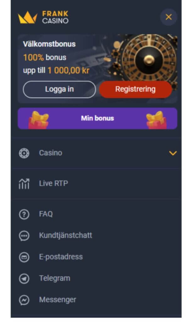 Frank Casino bonus