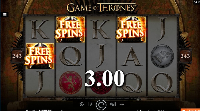 Game of Thrones free spins