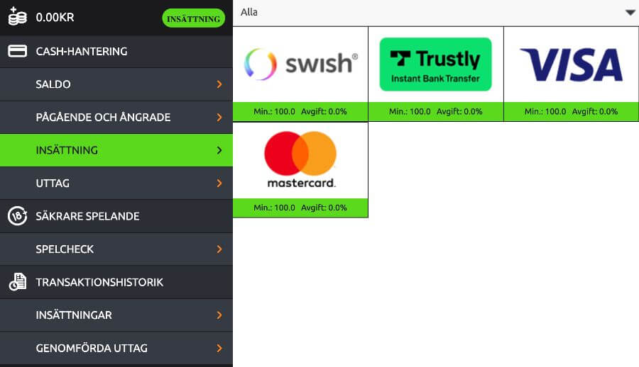 Betalningsmetoder hos GeckoPlay