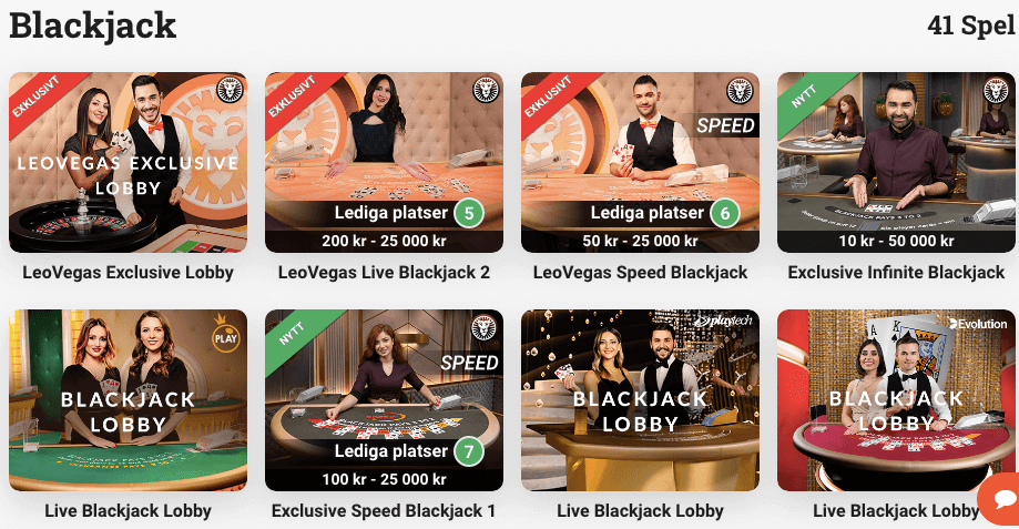 Blackjack hos LeoVegas.