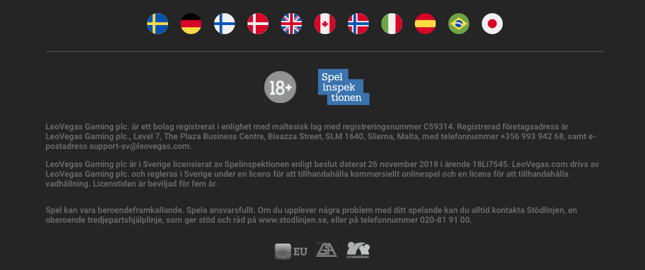 Spelinspektionens logga på casinon med svensk licens