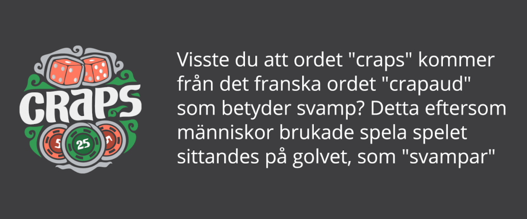Ordet craps betydelse.