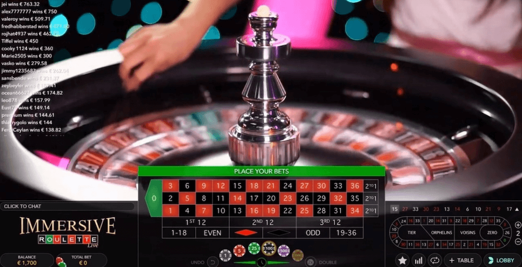 Immersive Roulette spelbord. 