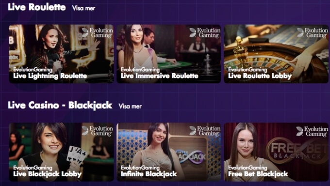 InAndOut Casino Livespel