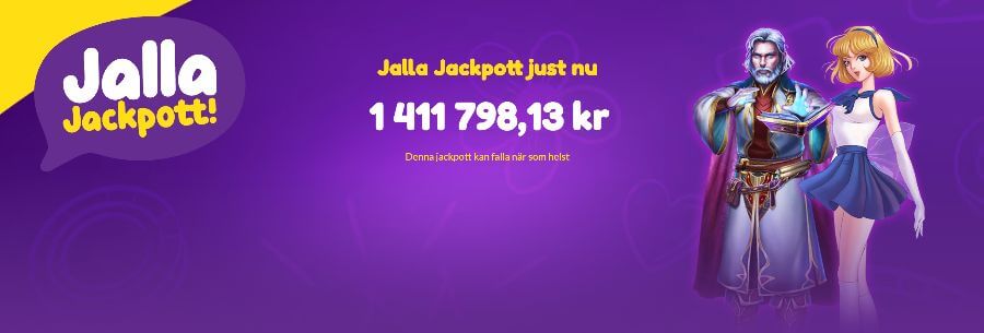 Jackpottar hos Jalla Casino, visar summa för jackpott i september 2025.
