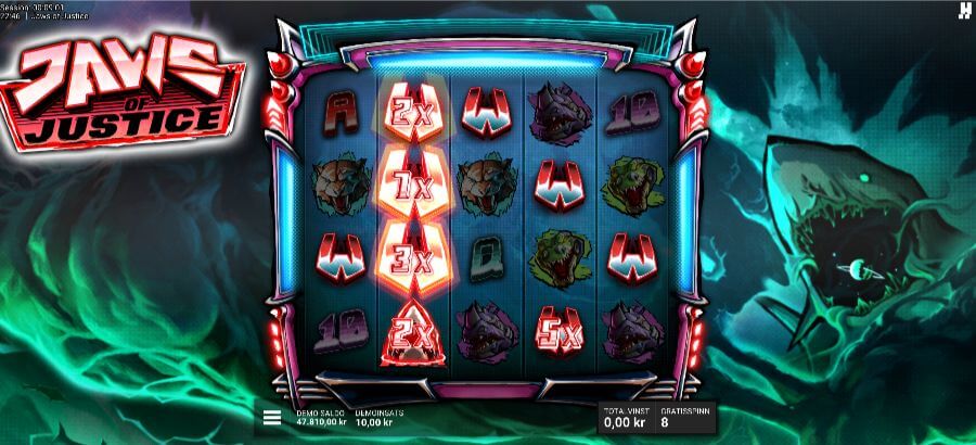 Free spins-läge i Jaws of Justice