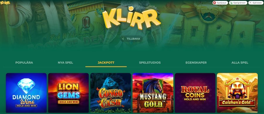 Klirr Casinos jackpottspel