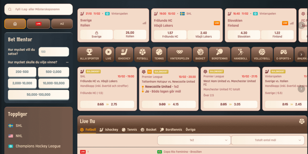 Sportsbook med Bet Mentor