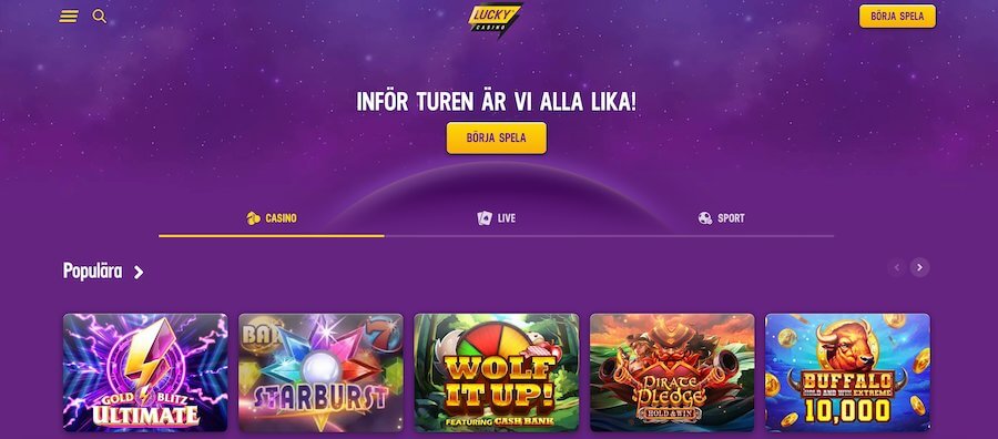 Lucky Casinos startsida