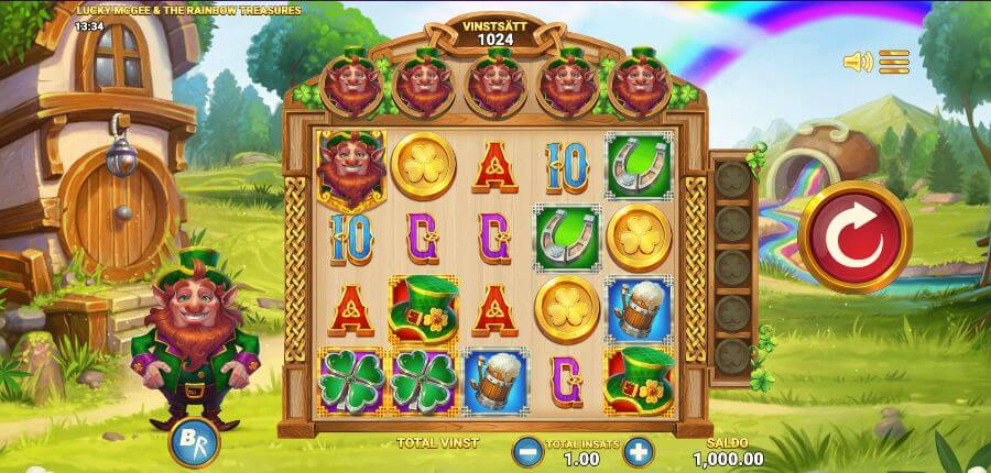 Huvudsspelet i Lucky McGee and the Rainbow Treasures slot
