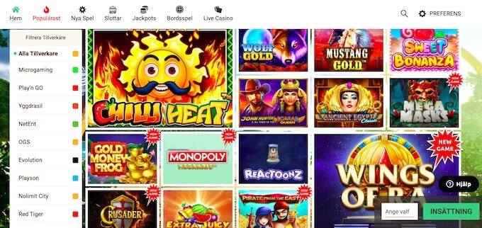Mango casino spel