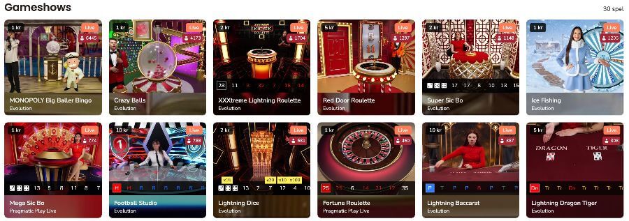 Game Shows på Maria Casino