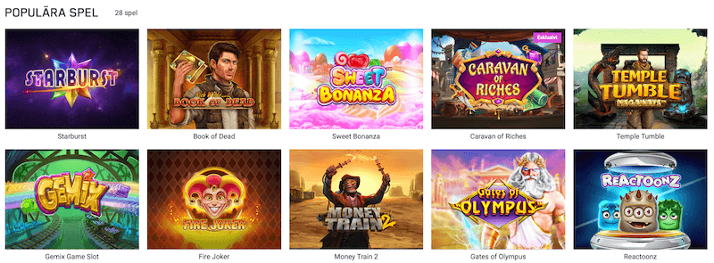 Maria Casino spelutbud.