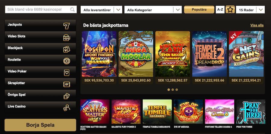 Mega Riches spelutbud