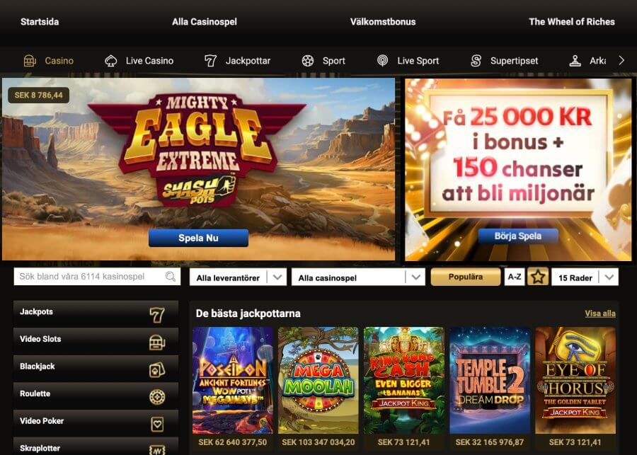 MegaRiches casinosektion