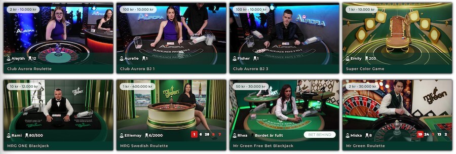 Mr Greens live casino