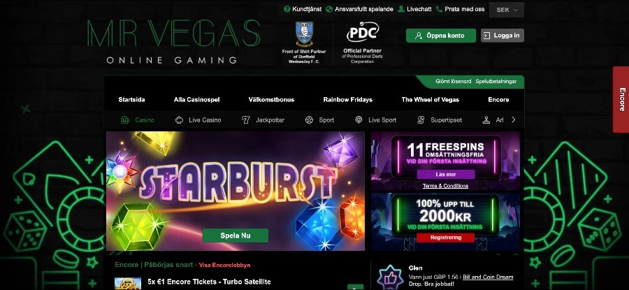 Mr Vegas huvudsida