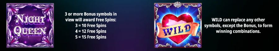Symboler i Night Queen slot