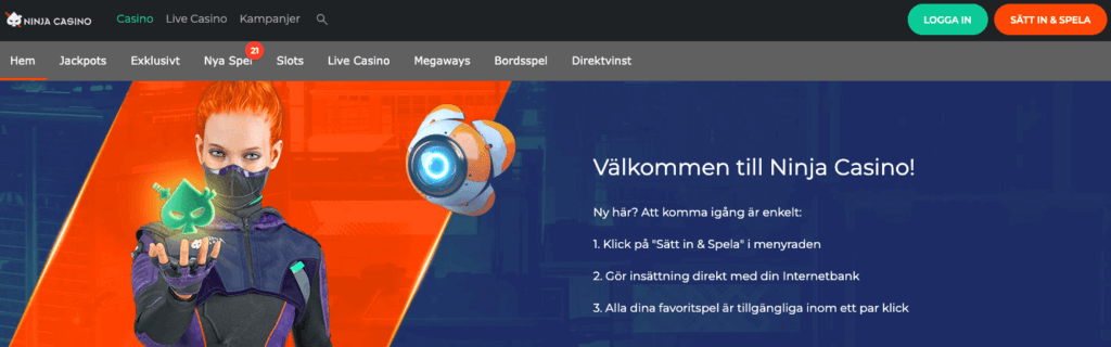 Ninja Casinos enkla registreringsprocess.