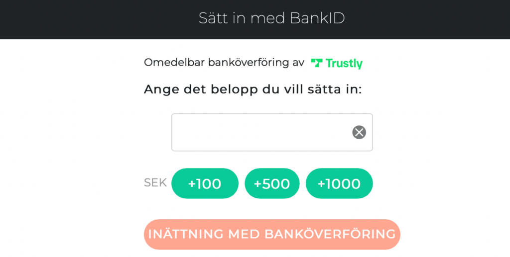 Ninja Casino insättning.