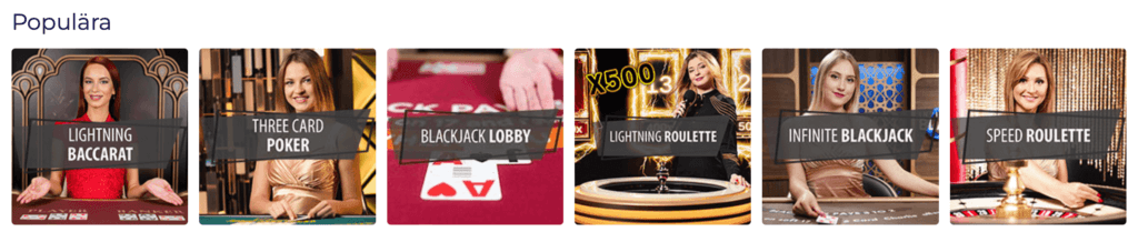 Ninja Casino livespel.