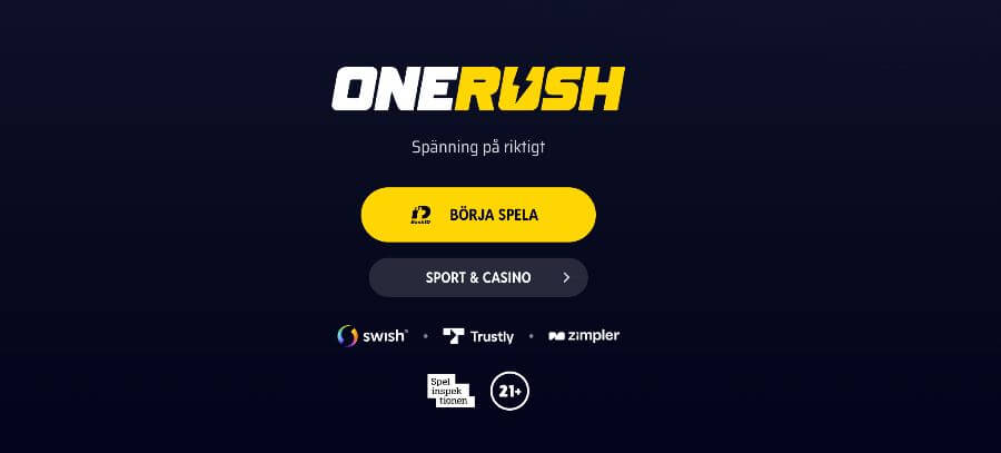 Onerush Casino framsida