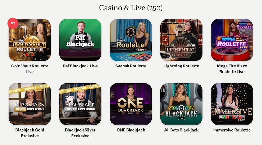 Paf Live Casino