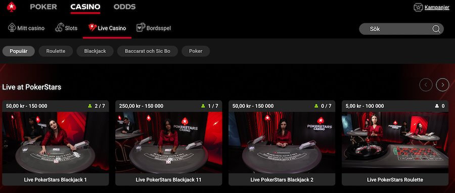 PokerStars live casino