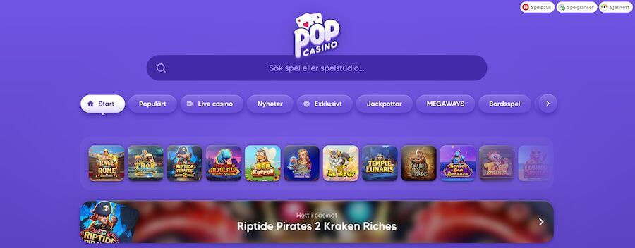 Pop Casinos spelutbud
