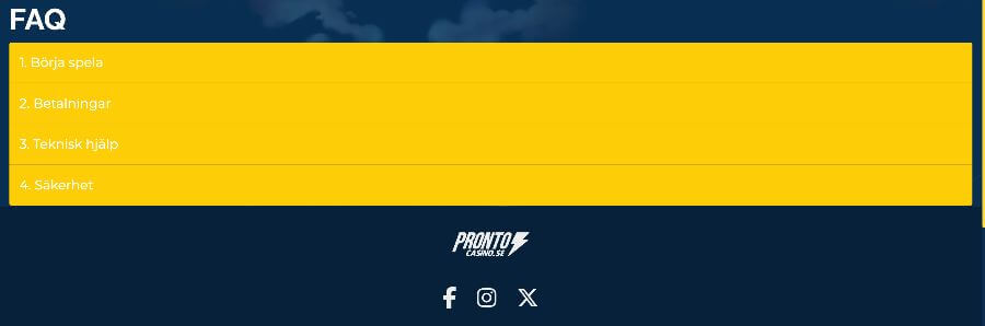 Pronto Casino FAQ