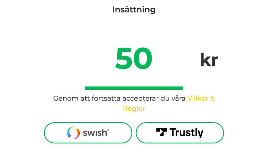 Pronto Casinos minsta insättning