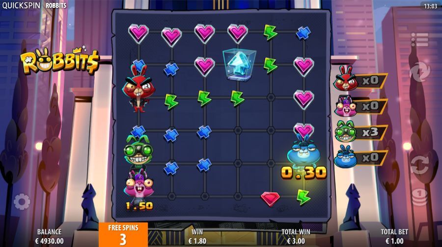 Free spins-läge i Robbits