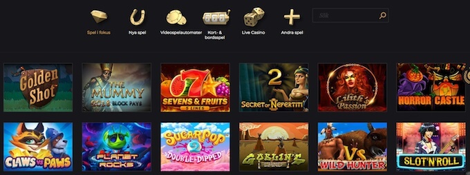 Split Aces spelutbud