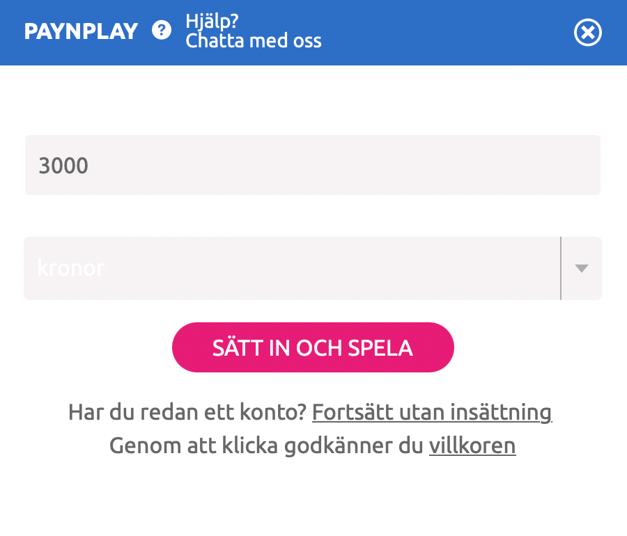 Slotstars insättning.