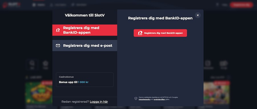 SlotV registrering