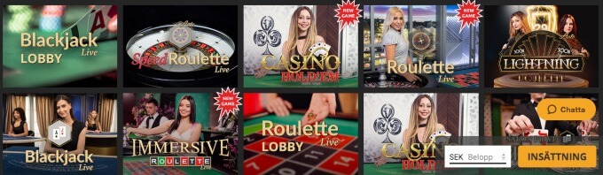 Snabbis Casino Live
