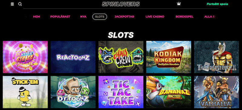 SpinLovers slots.
