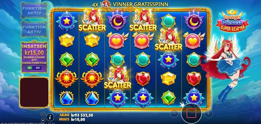 Grafiken i Starlight Princess Super Scatter