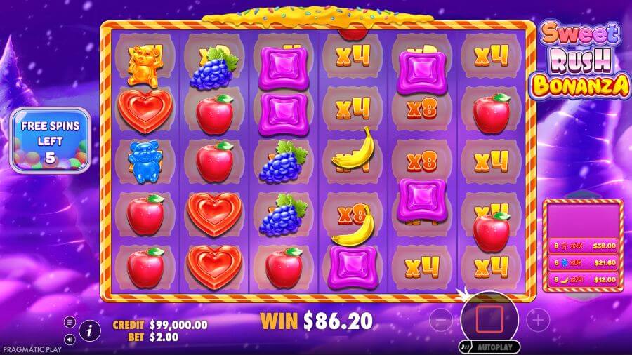 Free spins läge i Sweet Bonanza