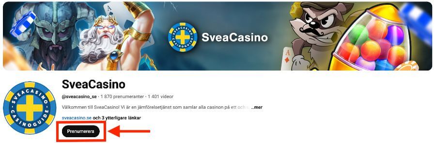 Prenumerera på SveaCasinos Youtube-kanal.