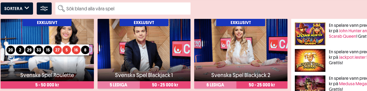 Svenska Spel Casino Live Casino