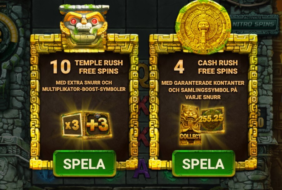 Free spins-lägen i Temple Rush Dream Drop