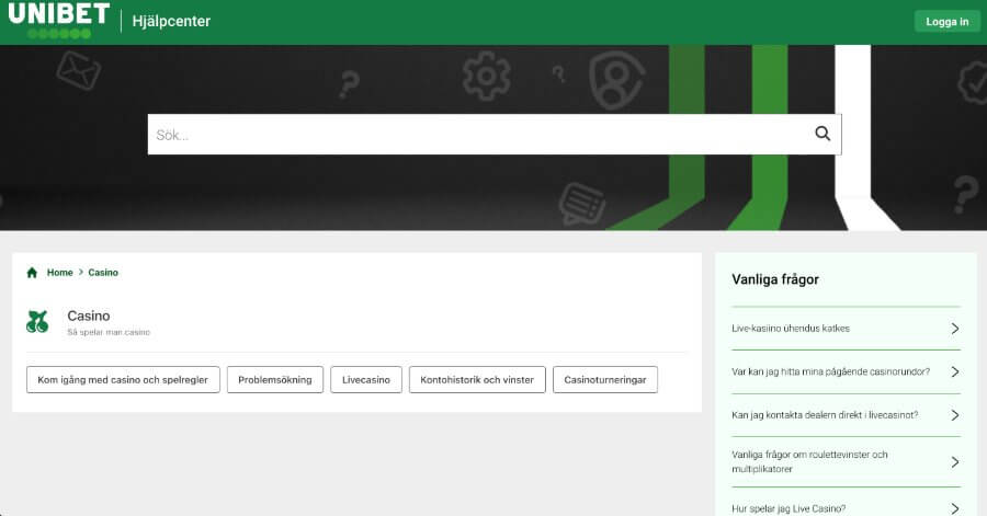 Unibet kundsupport
