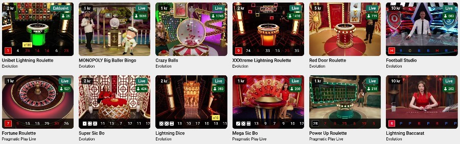 live casino hos Unibet